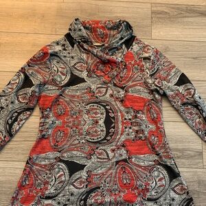 Paisley Patterned Red and Black Women's Tunic